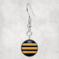 Thumbnail for Pilot Epaulette 3 Lines aviation earrings, hypoallergenic alloy body with engraved detail.