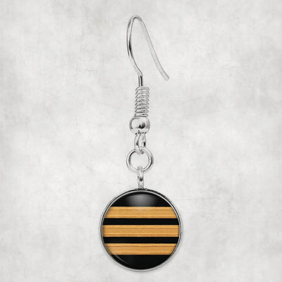 Pilot Epaulette 3 Lines aviation earrings, hypoallergenic alloy body with engraved detail.