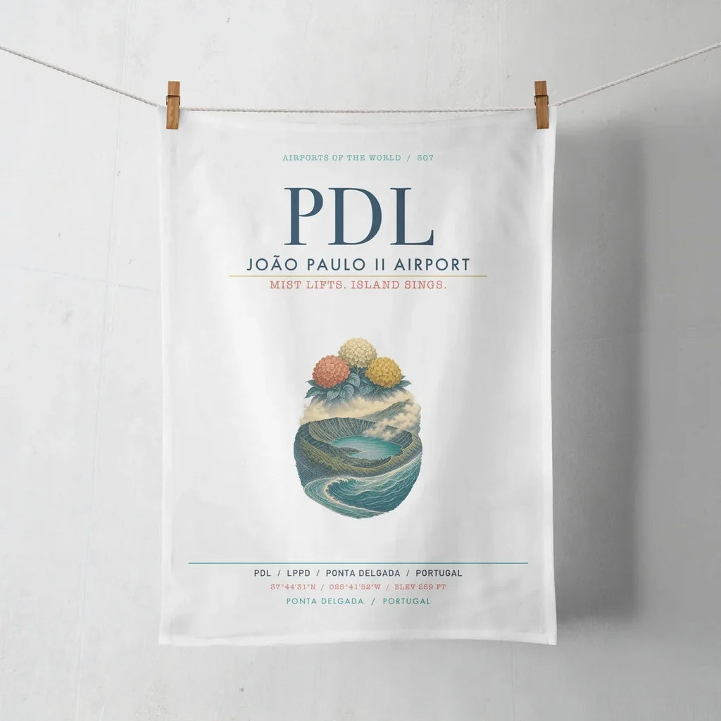 João Paulo II Airport (PDL) design on white towel