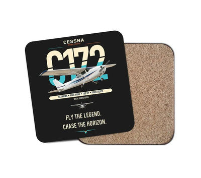 Cessna 172 Skyhawk design on black 1 piece coaster