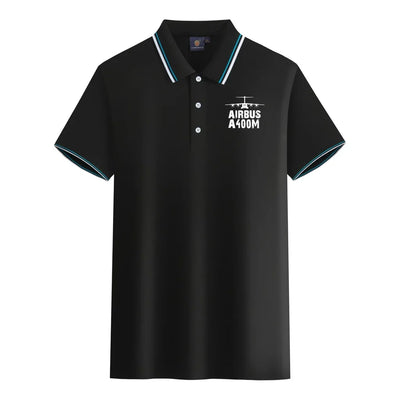 Airbus A400M & Plane aviation design printed on soft cotton stylish polo shirt.