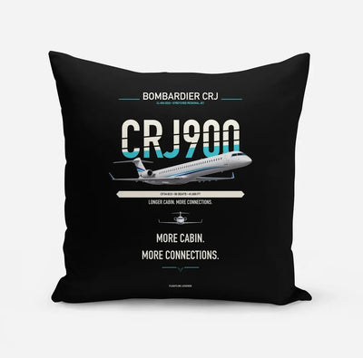 Bombardier CRJ900 design on black pillow