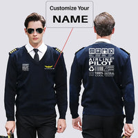 Thumbnail for Airline Pilot Label aviation design on premium wool blend wool pilot sweater.