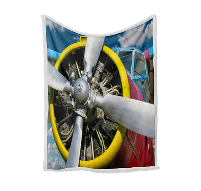 Double-Decker Airplane's Propeller Bed Blankets & aviation print on soft fleece blanket.