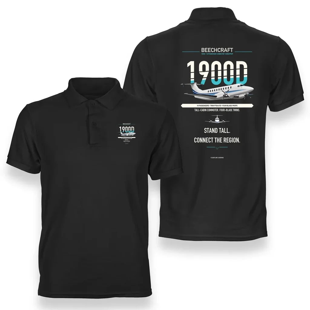Beechcraft 1900D design on black polo