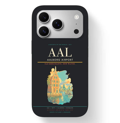 Aalborg Airport (AAL) design on black iPhone 17 Pro MagSafe case