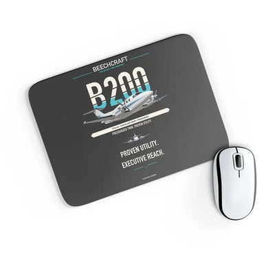 Beechcraft King Air B200 design on black rectangle mouse pad