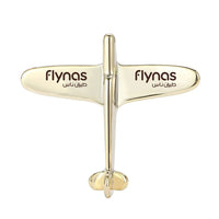 Thumbnail for Side view of Flynas Airlines Airplane Shape aviation airplane-shape brooch in polished alloy, polished finish.