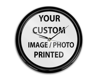 Your Custom Photo / Image aviation themed wall clock, premium wood and metal.