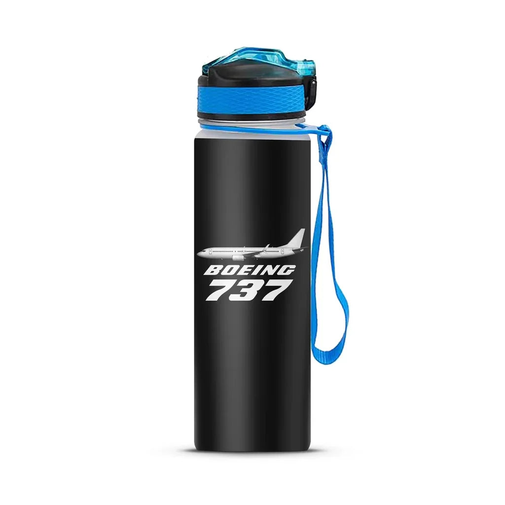 The Boeing 737 Sports aviation design on sport kettle, insulated bottle with sport spout.