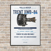 Thumbnail for TRENT XWB-84 vertical canvas print - framed - white background