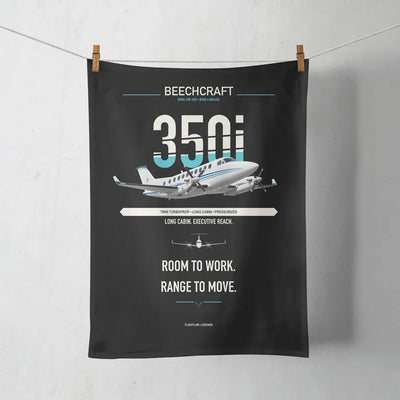 Beechcraft King Air 350i design on black towel