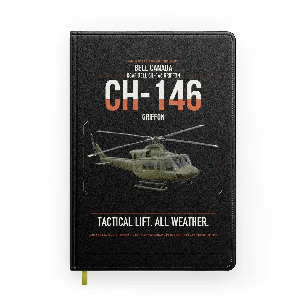 Bell Canada CH-146 Griffon design on black notebook