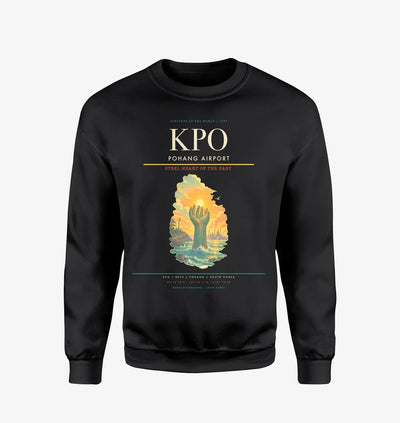 Pohang Airport (KPO) design on black sweatshirt