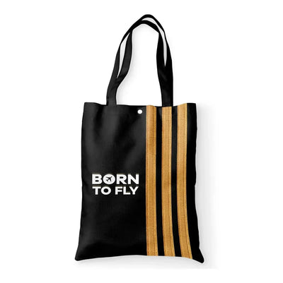 Born To Fly & Pilot Epaulettes (3 Lines) aviation tote bag in canvas.