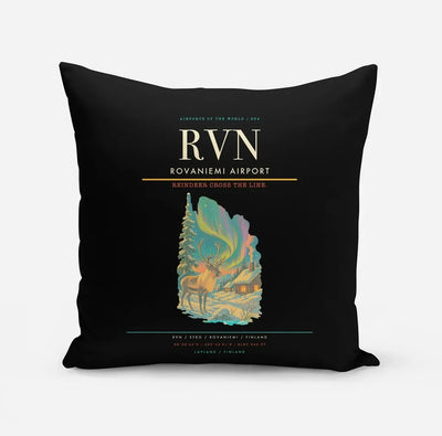 Rovaniemi Airport (RVN) design on black pillow