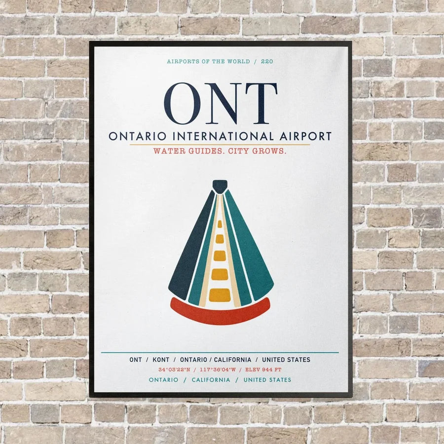 Ontario International Airport ONT vertical canvas print - framed - white background