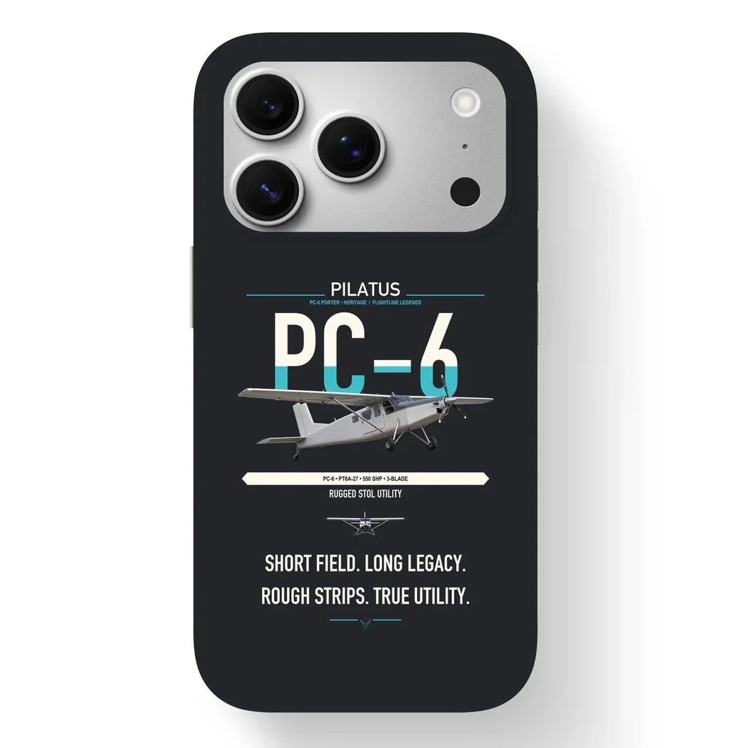 Pilatus PC-6 Porter design on black magsafe iphone case, for iPhone 17 Pro