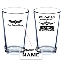 Thumbnail for Flying is Importanter Beer & aviation design on beer water glass, versatile drinkware.