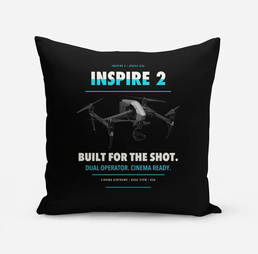 DJI Inspire 2 design on black pillow