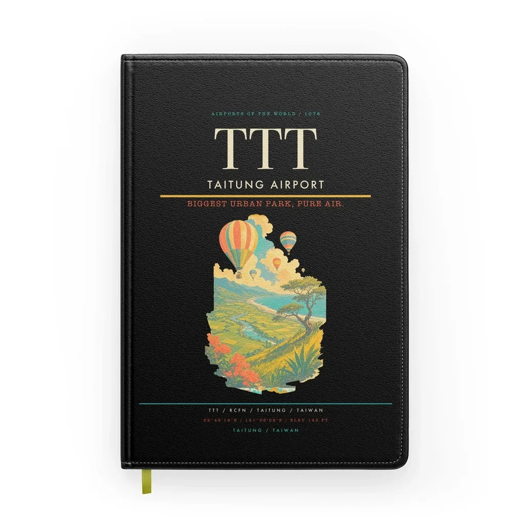 Taitung Airport (TTT) design on black notebook