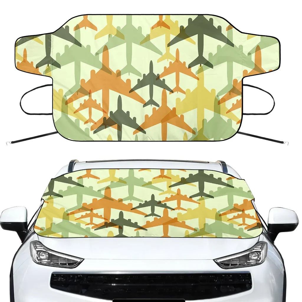 Seamless Colourful Airplanes Car aviation design on car windshield cover.