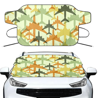 Seamless Colourful Airplanes Car aviation design on car windshield cover.