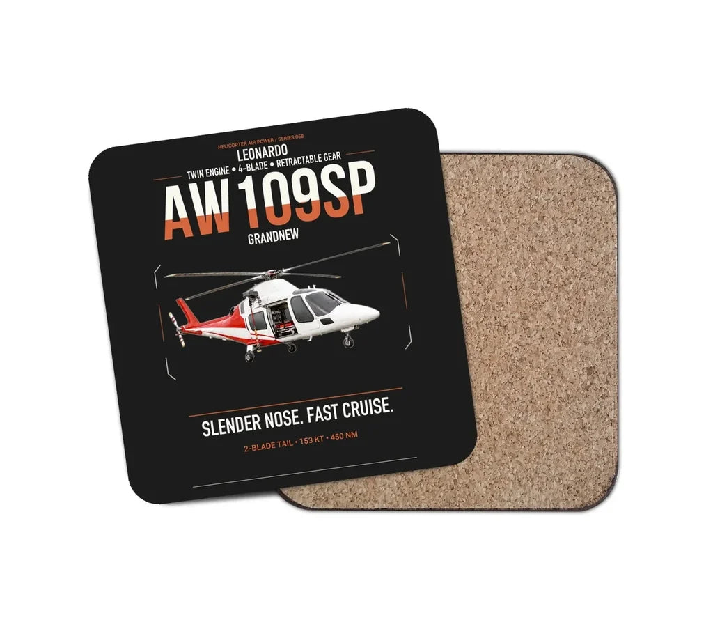 Leonardo AW109SP GrandNew design on black 1 piece coaster