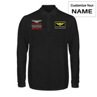 Thumbnail for Flying One Ball aviation design printed on soft cotton long-sleeve polo shirt.