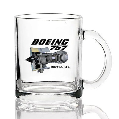 Boeing 757 & Rolls Royce Engine (RB211) Coffee & aviation design on coffee tea glass, heat-resistant glassware.