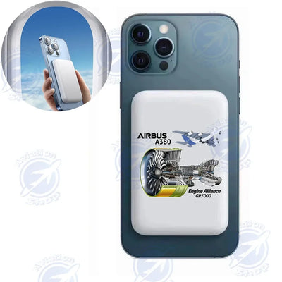 Airbus A380 & GP7000 Engine aviation design on durable casing with MagSafe ring MagSafe powerbank.