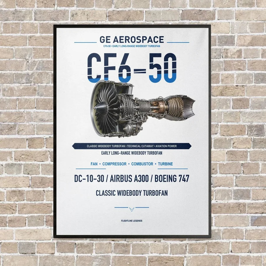 CF6-50 vertical canvas print - framed - white background