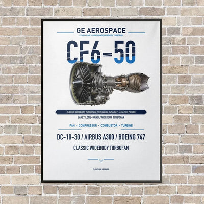 CF6-50 vertical canvas print - framed - white background