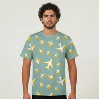 Thumbnail for Mixed Size Airplanes aviation design printed on soft cotton 3D-print T-shirt.