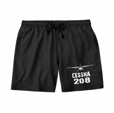 Cessna 208 & Plane aviation design on quick-dry polyester swim trunks.