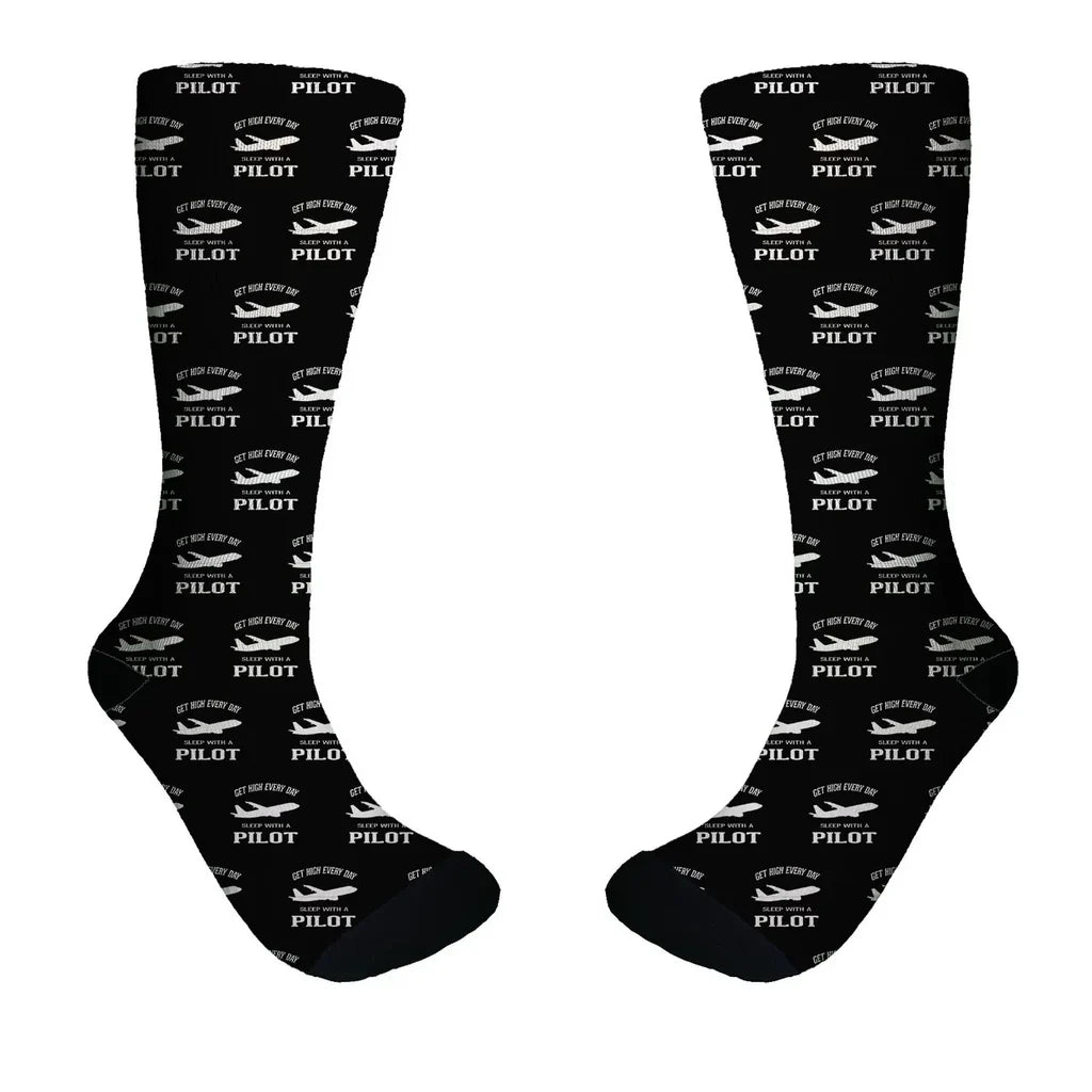 Get High Every Day Sleep With A aviation design on soft cotton blend socks.