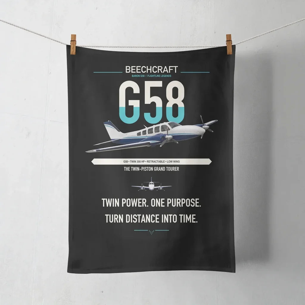 Beechcraft Baron G58 design on black towel