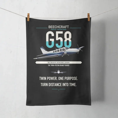 Beechcraft Baron G58 design on black towel