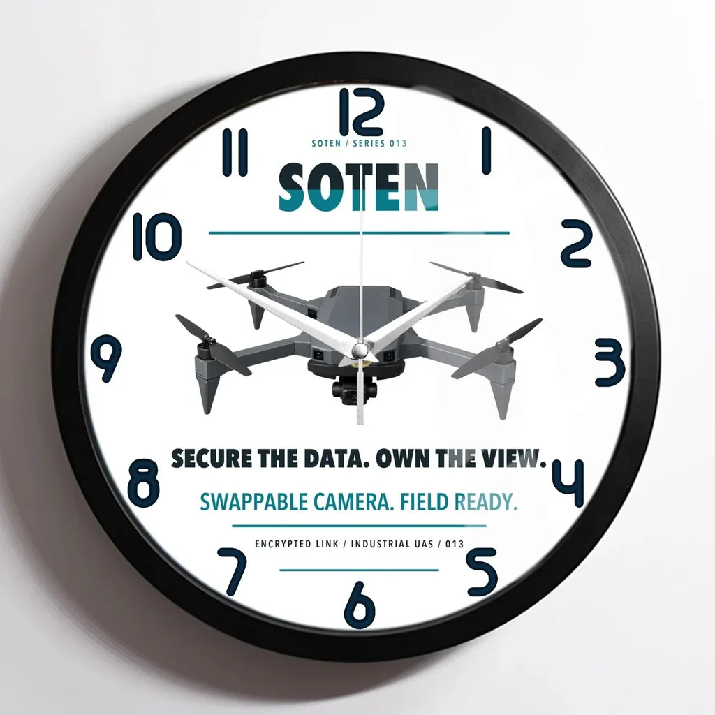 ACSL SOTEN design on white framed wall clock