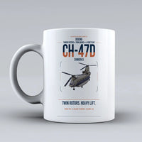 Thumbnail for Boeing CH-47D design on white ceramic mug, double-side print