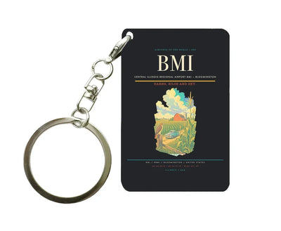 Central Illinois Regional Airport (BMI) design on black key chain