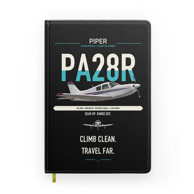 Piper PA-28R Arrow III design on black notebook