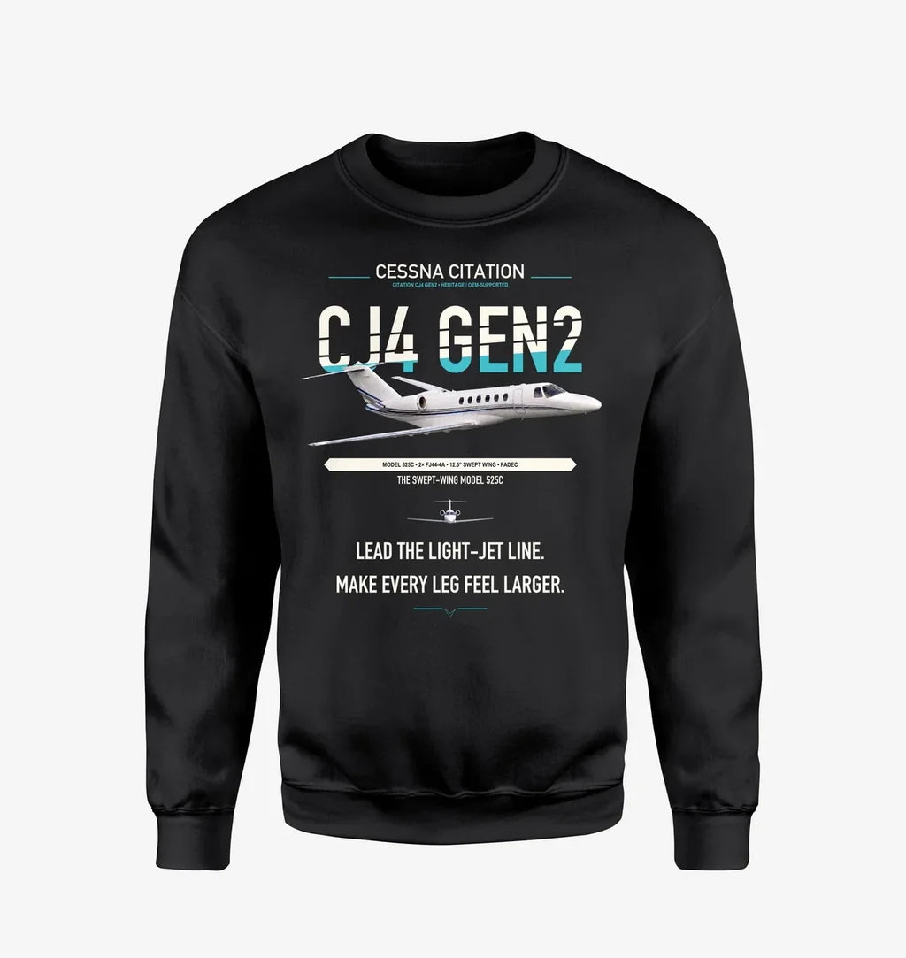 Cessna Citation CJ4 Gen2 design on black sweatshirt