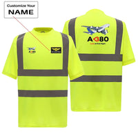 Thumbnail for Airbus A380 Love at first flight aviation design printed on soft cotton reflective T-shirt.