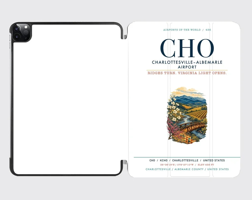 Charlottesville–Albemarle Airport (CHO) design on white ipad tablet case