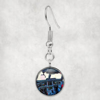 Thumbnail for Airbus A350 Cockpit aviation-themed earrings, polished hypoallergenic alloy.
