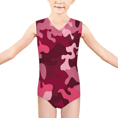 Military Camouflage Red aviation print on kids quick-dry fabric swimsuit.
