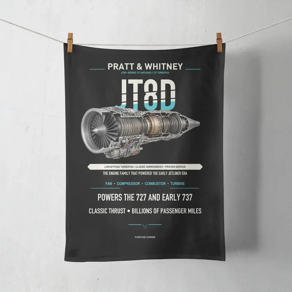 JT8D design on black towel