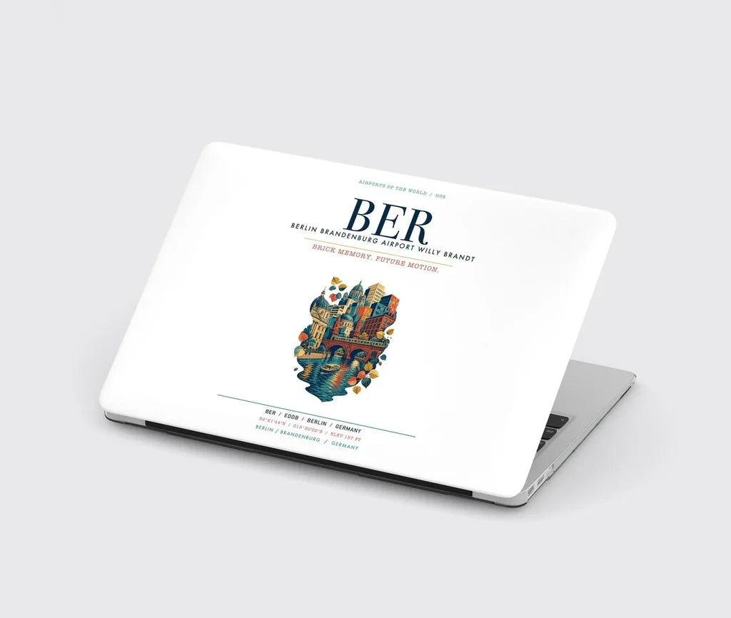 Berlin Brandenburg Airport Willy Brandt (BER) design on white MacBook case