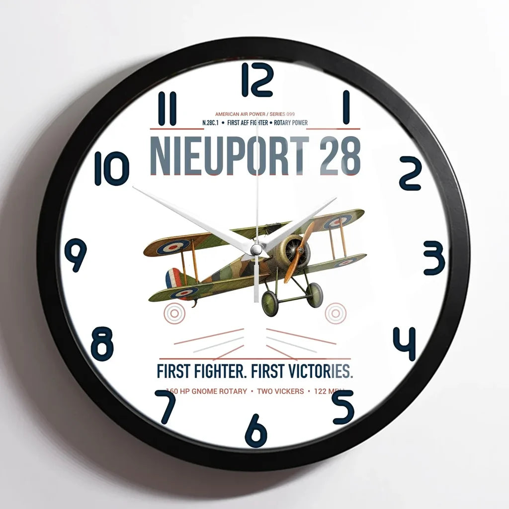 Nieuport 28C.1 design on white framed wall clock